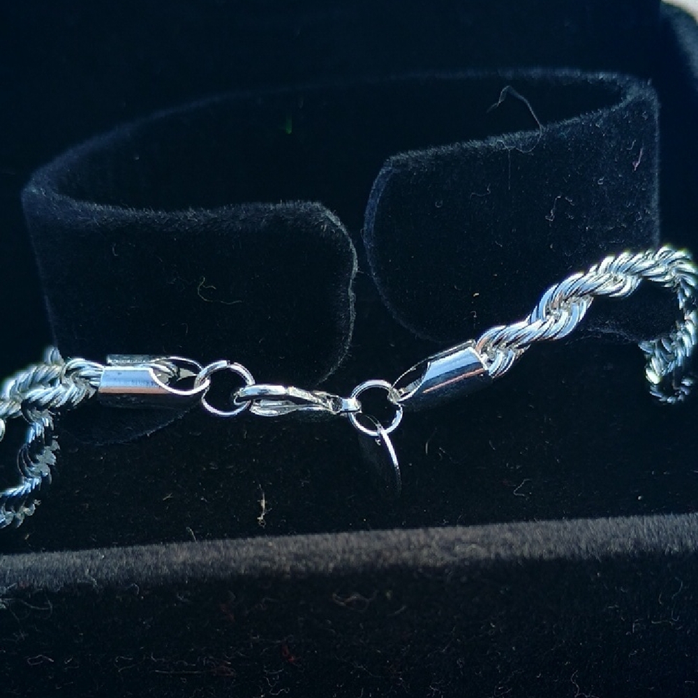 Silver Twisted Rope Chain Bracelet